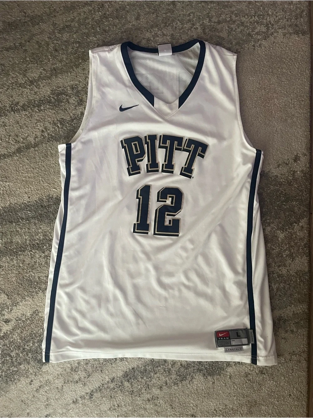 Nike University of Pittsburgh Pitt Panthers #12 Basketball Jersey with Navy Trim